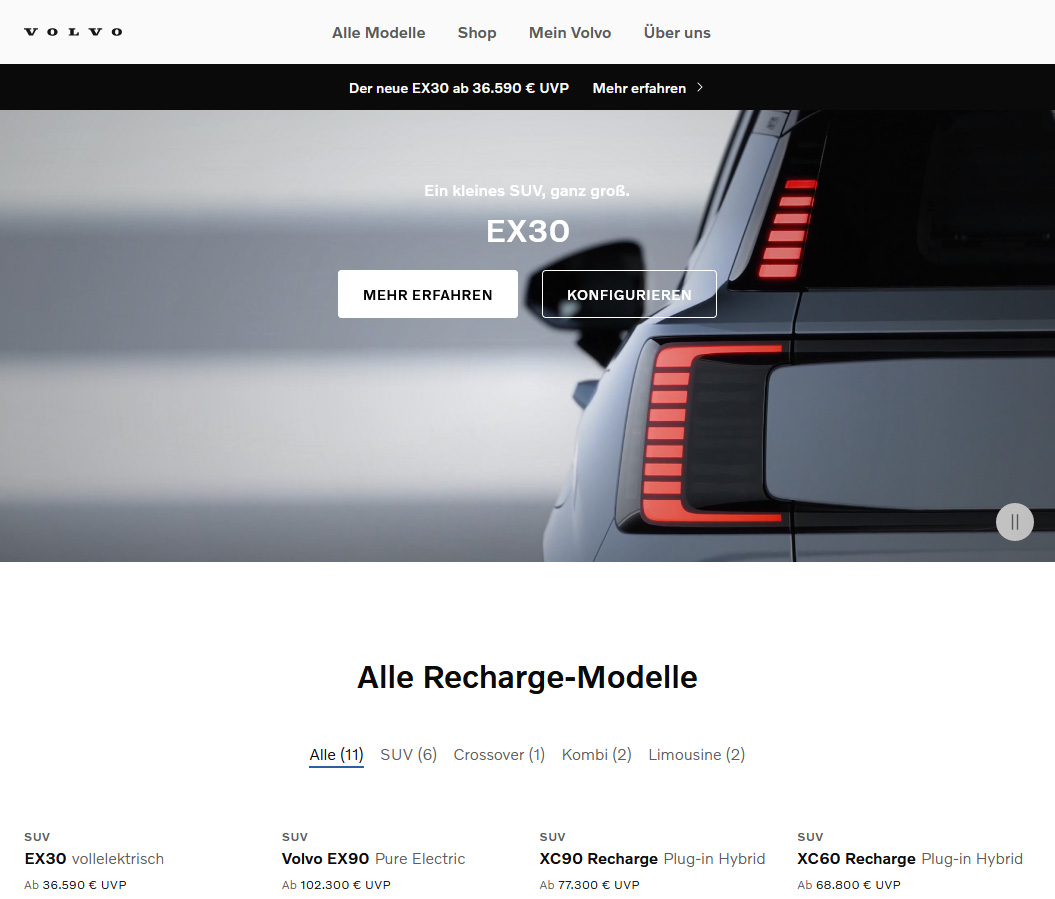Webseite Volvo